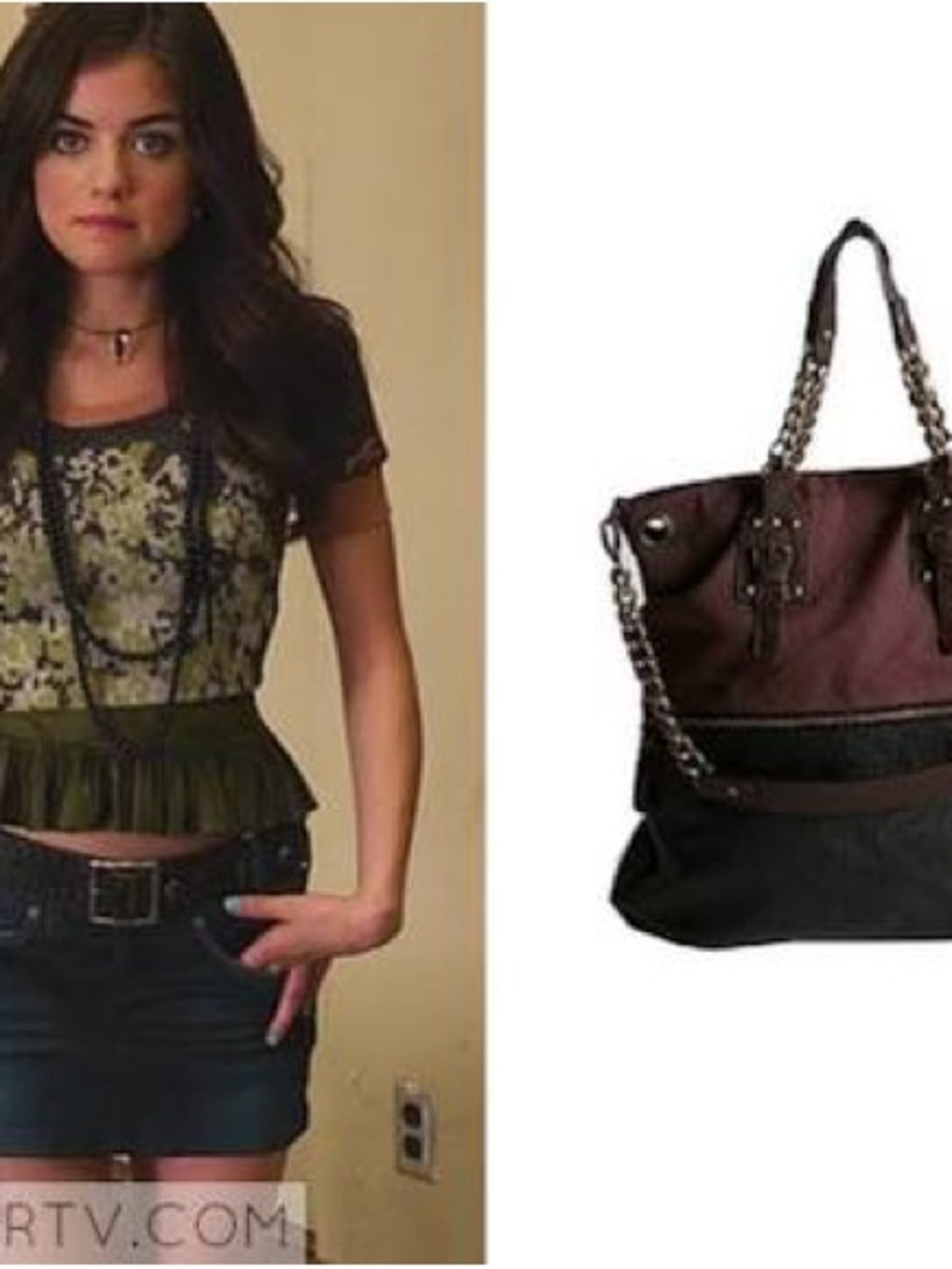 Urban Outfitters Two-Tone Chain Tote Bag - Black & Dark Brown